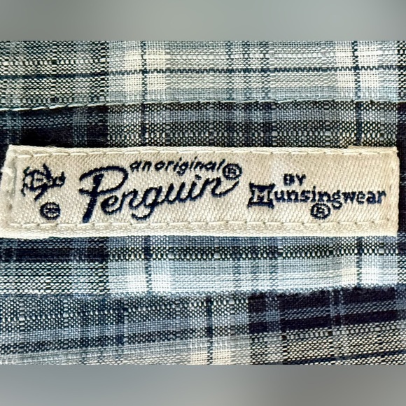 Original Penguin Blue Plaid Shirt XL Heritage Preppy Munsingwear Cotton Blend - Picture 6 of 7